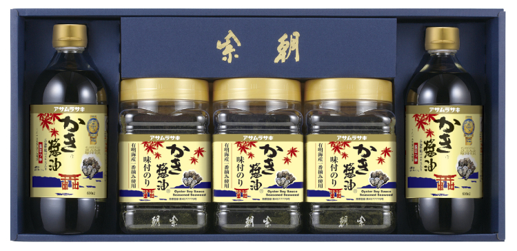 【産地直送　広島県｜アサムラサキ】　かき醤油2本、味付のり3個セット　同梱不可】