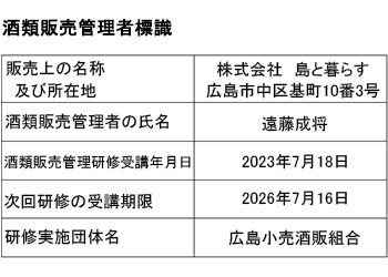 酒類販売管理者標識